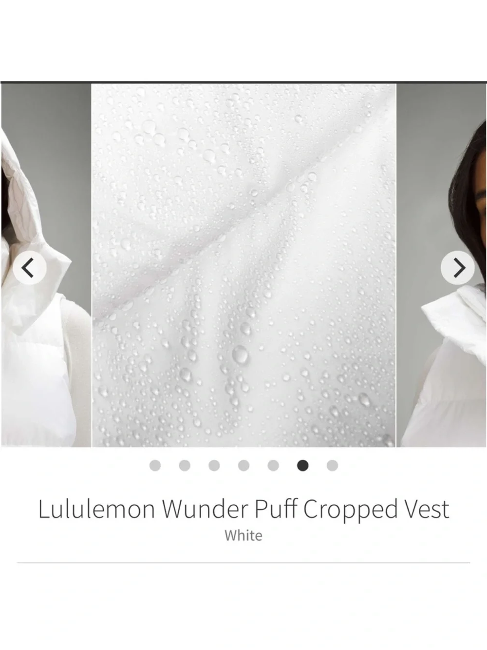 LULULEMON WUNDER PUFF CROPPED VEST White SZ 2